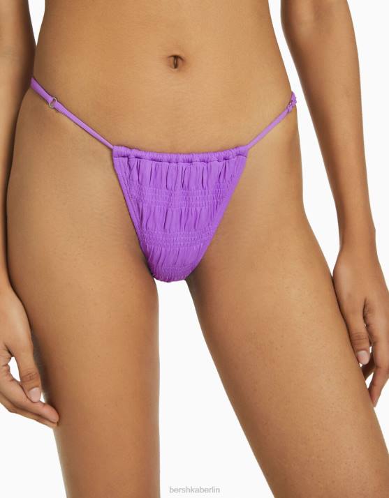 violett Bershka Frauen Bikinihose mit gerafften Details H00J1820