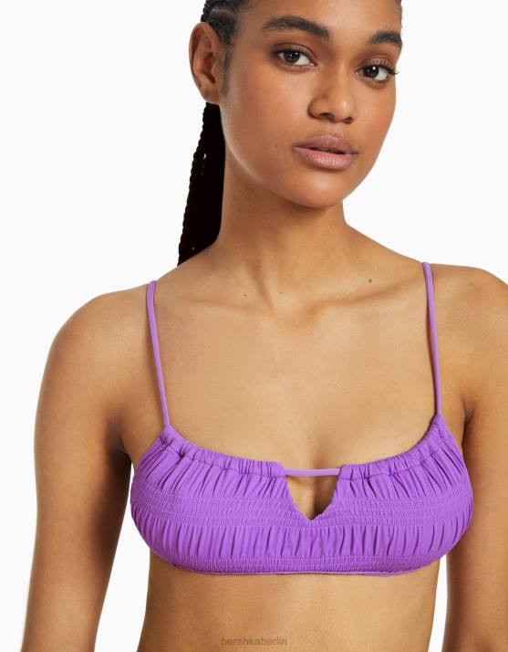 violett Bershka Frauen Gerafftes Bikinioberteil H00J1818