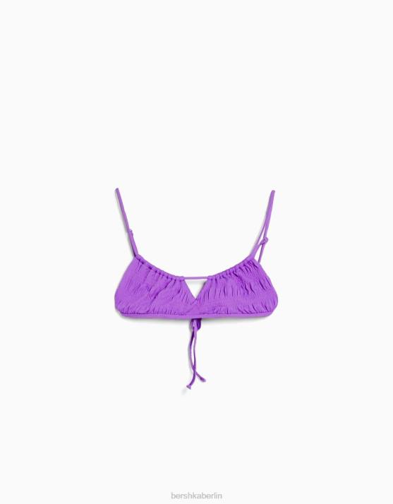 violett Bershka Frauen Gerafftes Bikinioberteil H00J1818