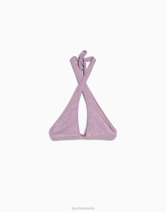 violett Bershka Frauen glänzendes Bikinioberteil H00J1802
