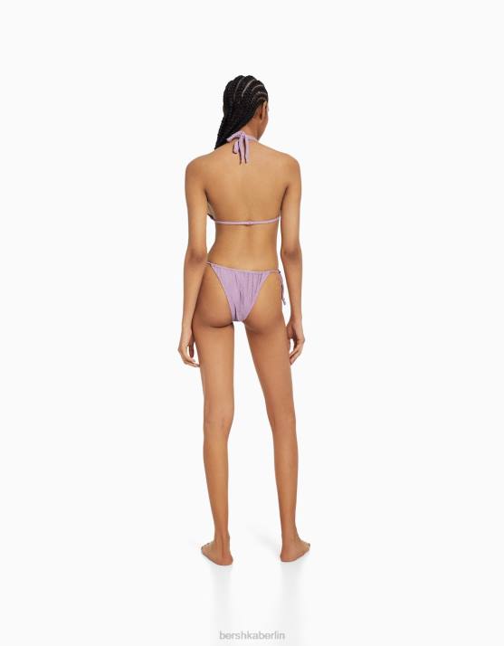 violett Bershka Frauen glänzendes Bikinioberteil H00J1805