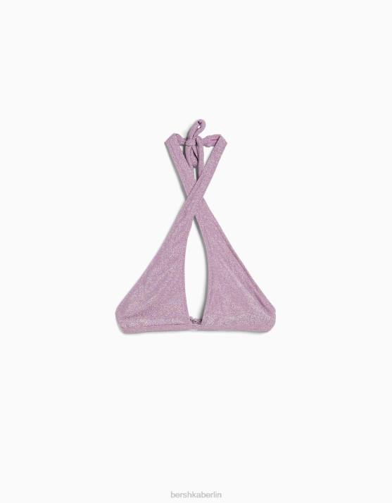 violett Bershka Frauen glänzendes Bikinioberteil H00J1805