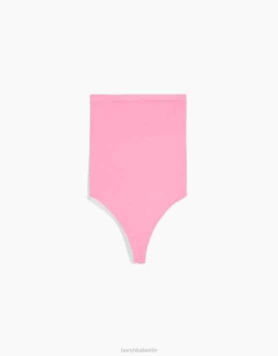 Rosa Bershka Frauen Nahtloser schulterfreier Body H00J871