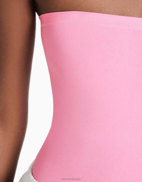 Rosa Bershka Frauen Nahtloser schulterfreier Body H00J871