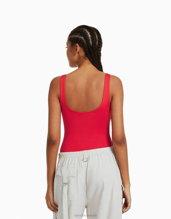 Rot Bershka Frauen Monochromer Trägerbody H00J700