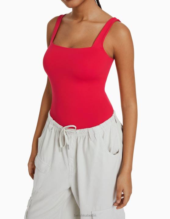 Rot Bershka Frauen Monochromer Trägerbody H00J700