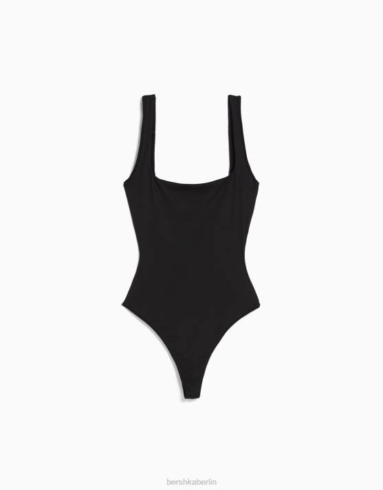 Schwarz Bershka Frauen Monochromer Trägerbody H00J696