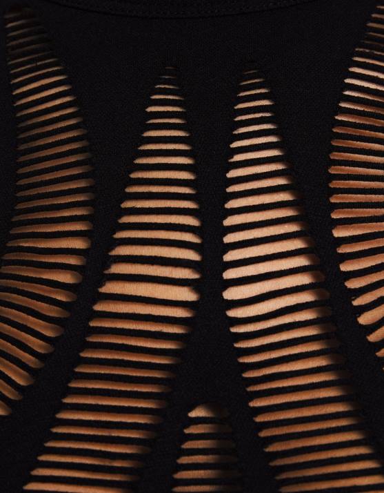 Schwarz Bershka Frauen Nahtloser Body mit Cut-Outs H00J829