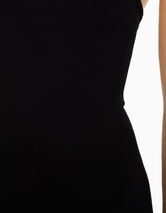 Schwarz Bershka Frauen Nahtloser Radanzug mit quadratischem Ausschnitt H00J56