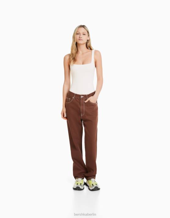 Weiss Bershka Frauen Monochromer Trägerbody H00J697