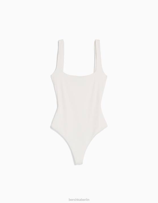 Weiss Bershka Frauen Monochromer Trägerbody H00J697