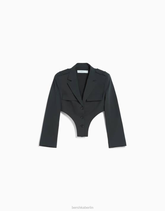 dunkelgrau Bershka Frauen maßgeschneiderter Blazer-Body H00J1181