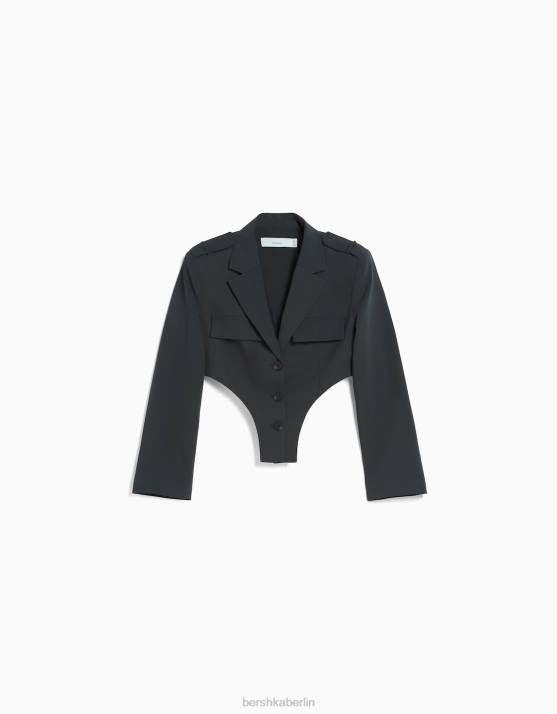 dunkelgrau Bershka Frauen maßgeschneiderter Blazer-Body H00J2002