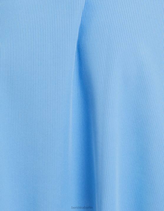 Blau Bershka Frauen Kurzärmliges Mini-Skaterkleid H00J145