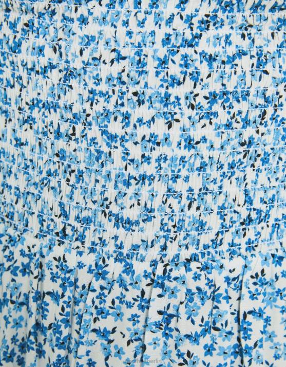 Blau Bershka Frauen Minikleid mit Neckholder-Print H00J270