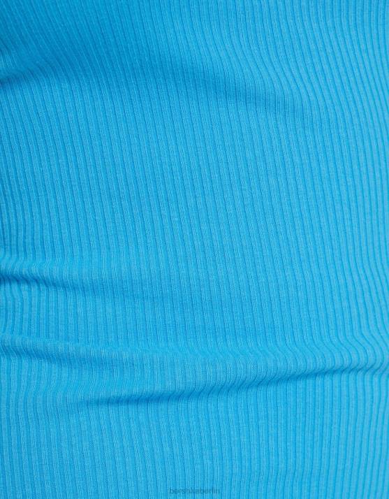 Blau Bershka Frauen geripptes ärmelloses Midikleid H00J2