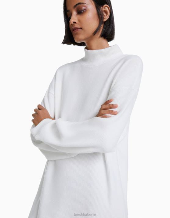 Creme Bershka Frauen Etuikleid mit langen Ärmeln H00J287