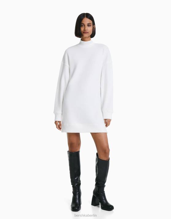 Creme Bershka Frauen Etuikleid mit langen Ärmeln H00J287