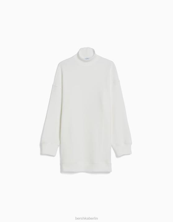 Creme Bershka Frauen Etuikleid mit langen Ärmeln H00J287