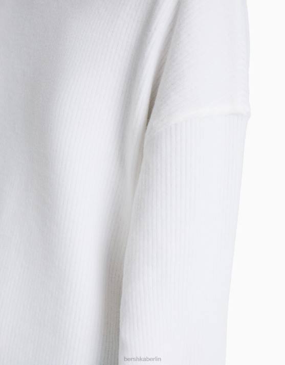 Creme Bershka Frauen Etuikleid mit langen Ärmeln H00J287