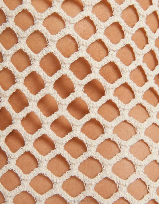 Creme Bershka Frauen Langes Netzkleid mit Trägern H00J958