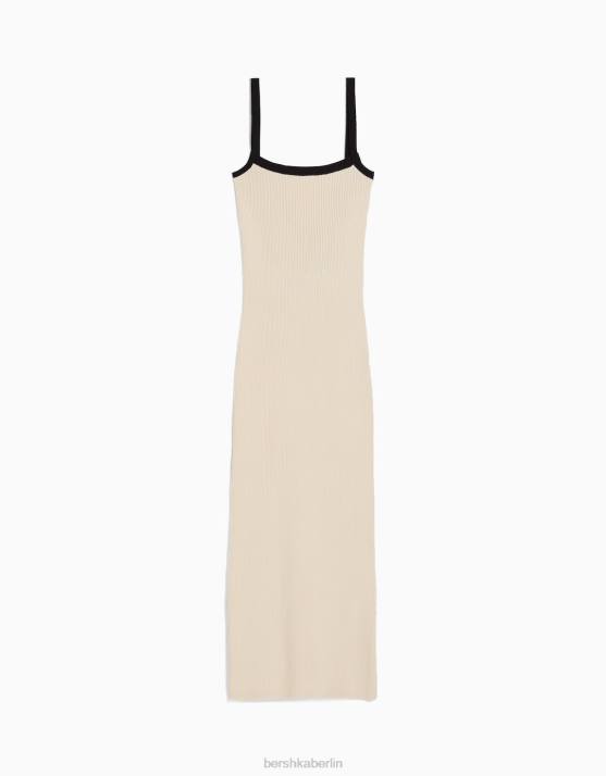 Creme Bershka Frauen Midikleid mit Trägern H00J211