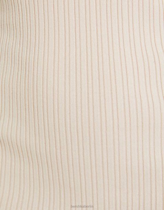 Creme Bershka Frauen Minikleid aus Rippstrick H00J244