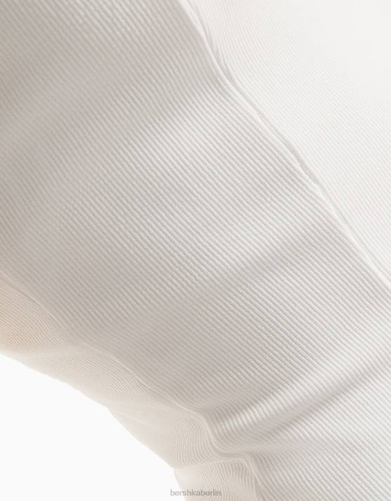 Creme Bershka Frauen Minikleid mit Strass-Trägern und gerippter Schnürung H00J135