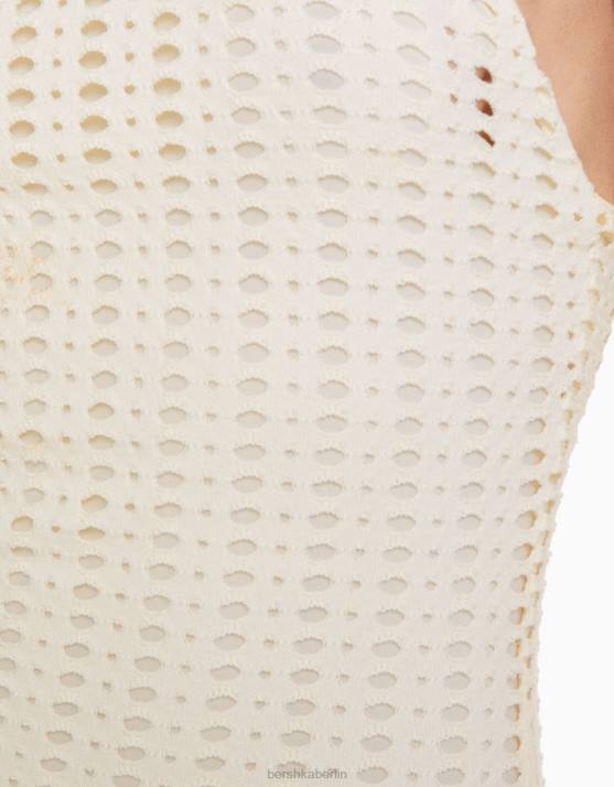 Creme Bershka Frauen Rustikales Neckholder-Minikleid H00J173