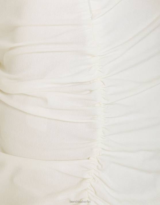 Creme Bershka Frauen Tailliertes Minikleid mit geraffter Seite H00J226