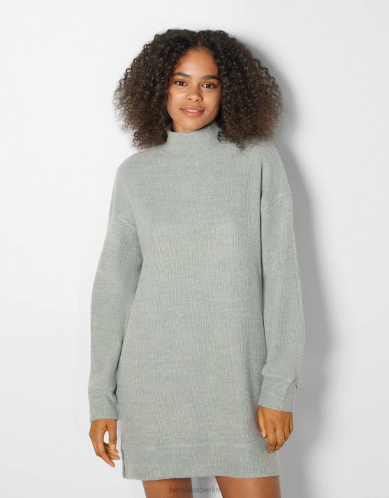 Grün Bershka Frauen Etuikleid mit langen Ärmeln H00J288