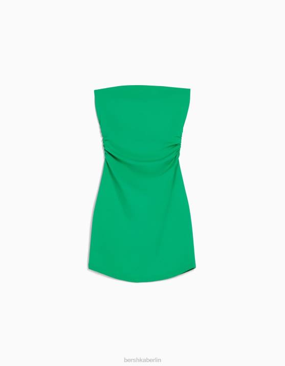 Grün Bershka Frauen schulterfreies Minikleid H00J1844