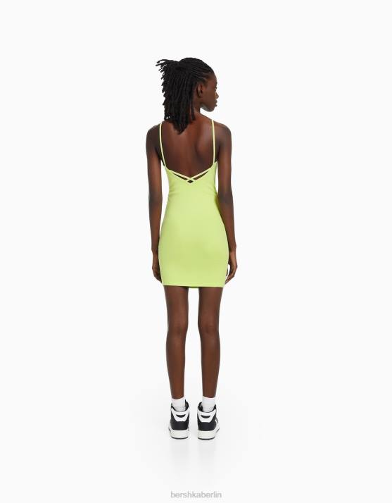 Kalk Bershka Frauen Minikleid mit Trägern und geraffter Seite H00J4075