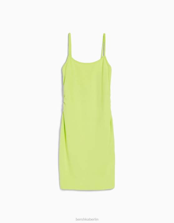 Kalk Bershka Frauen Minikleid mit Trägern und geraffter Seite H00J4075