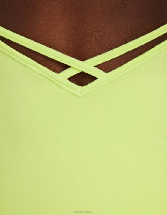 Kalk Bershka Frauen Minikleid mit Trägern und geraffter Seite H00J4075