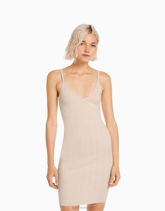 Rosa Bershka Frauen Minikleid mit Trägern H00J164