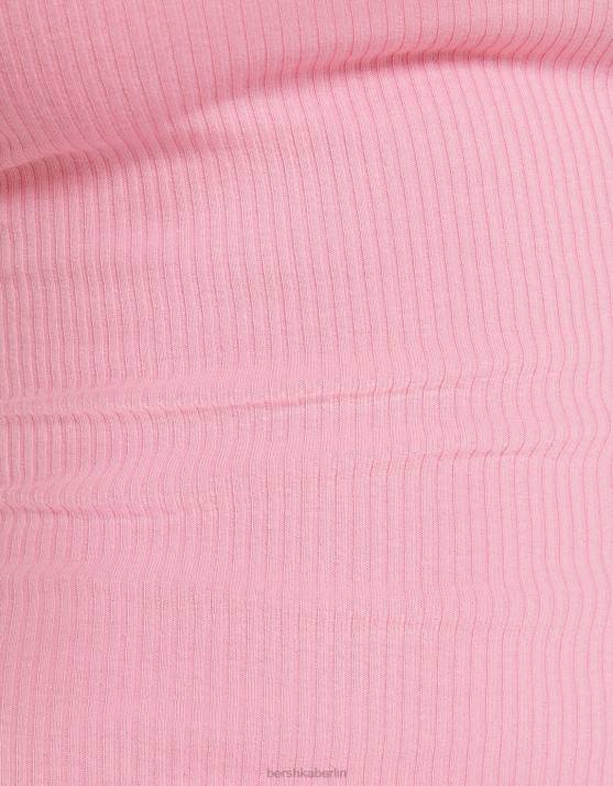 Rosa Bershka Frauen geripptes ärmelloses Midikleid H00J7