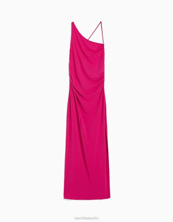 Rosa Bershka Frauen langes Kleid mit Details H00J89