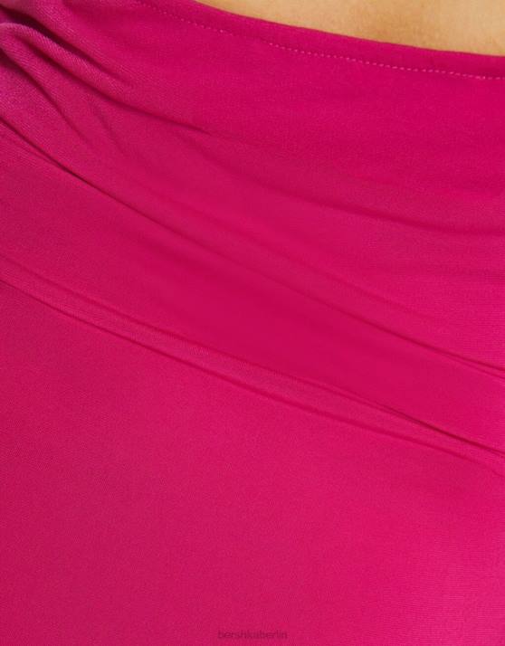 Rosa Bershka Frauen langes Kleid mit Details H00J89