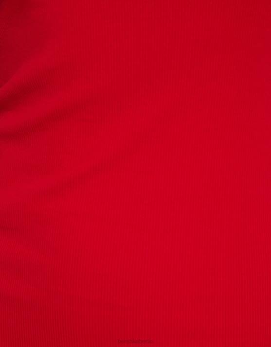 Rot Bershka Frauen Kurzärmliges, schulterfreies Minikleid H00J207