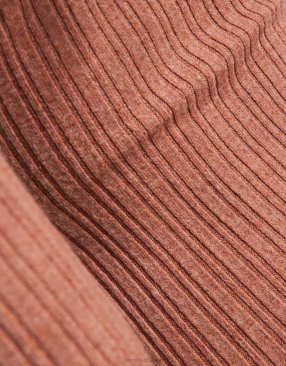 Rot Bershka Frauen Langes Strickkleid mit Polokragen H00J254