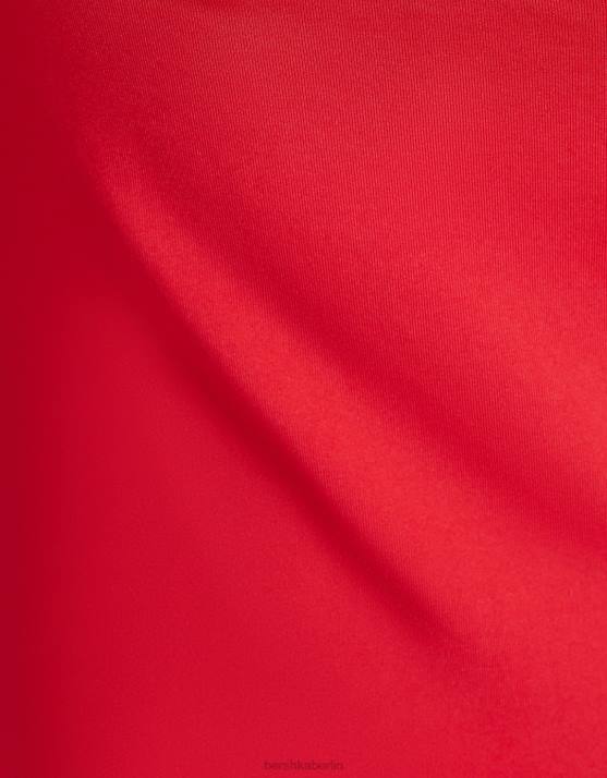 Rot Bershka Frauen Tailliertes Midikleid mit Trägern H00J35