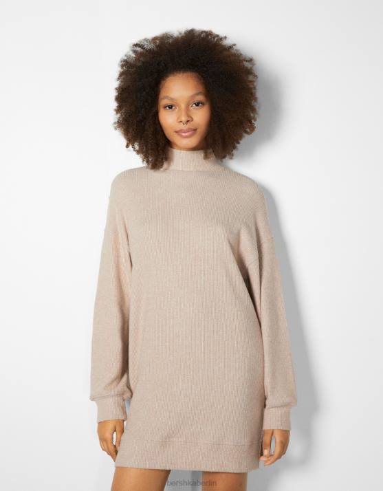Sand Bershka Frauen Etuikleid mit langen Ärmeln H00J286