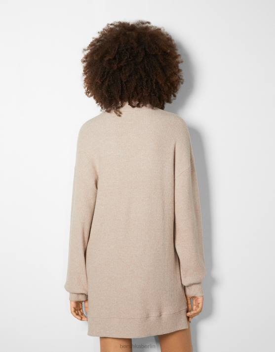 Sand Bershka Frauen Etuikleid mit langen Ärmeln H00J286