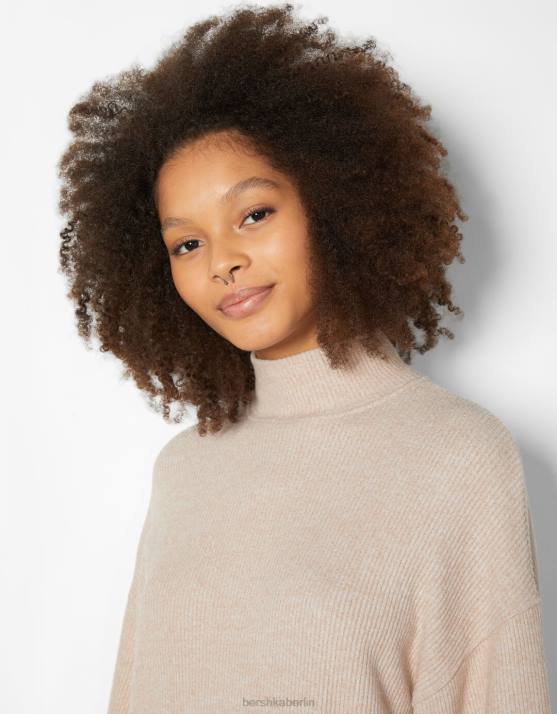 Sand Bershka Frauen Etuikleid mit langen Ärmeln H00J286