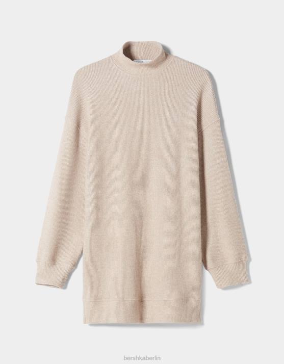 Sand Bershka Frauen Etuikleid mit langen Ärmeln H00J286