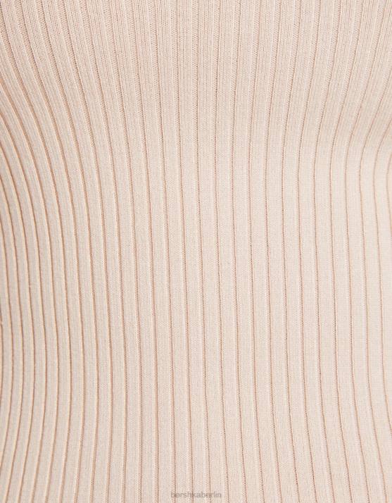 Sand Bershka Frauen Kurzärmliges Minikleid mit Polokragen H00J267