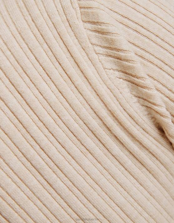 Sand Bershka Frauen Langes Strickkleid mit Polokragen H00J253