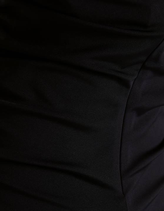 Schwarz Bershka Frauen Gerafftes Kleid mit Ausschnittdetail H00J148