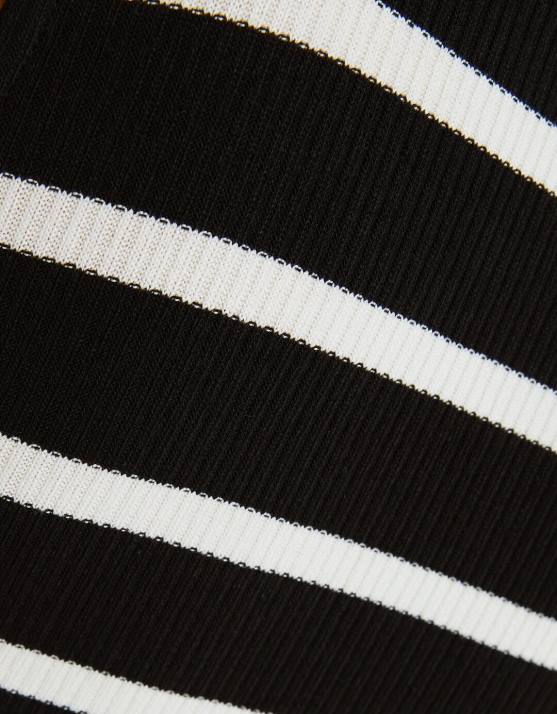 Schwarz Bershka Frauen Gestreiftes ärmelloses Midikleid H00J249